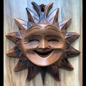 Hand-carved Wood Sun Wall Decor, Vintage?
